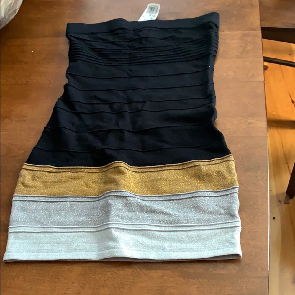 Forever 21 black/gold/silver bodycon dress
